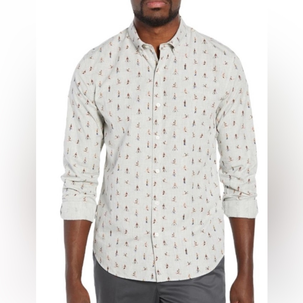 Bonobos Washed Button Down Slim Fit Ski Print Shirt Men’s Large